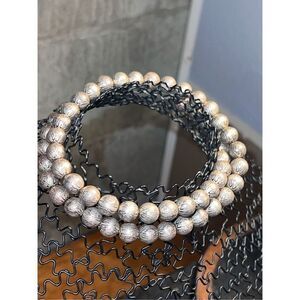 Old Pawn Navajo Beaded Textured Necklace Hand Stamped